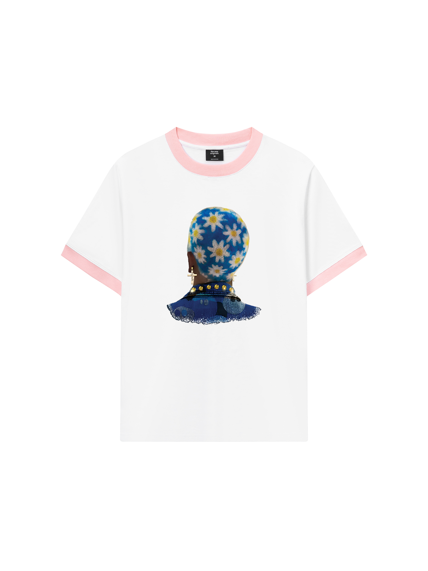 Áo Thun Ringer Relaxed Fit Blue Daisy Hairstyle