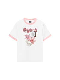 Áo Thun Ringer Relaxed Fit Summer Vibes Pink Girl Beachy