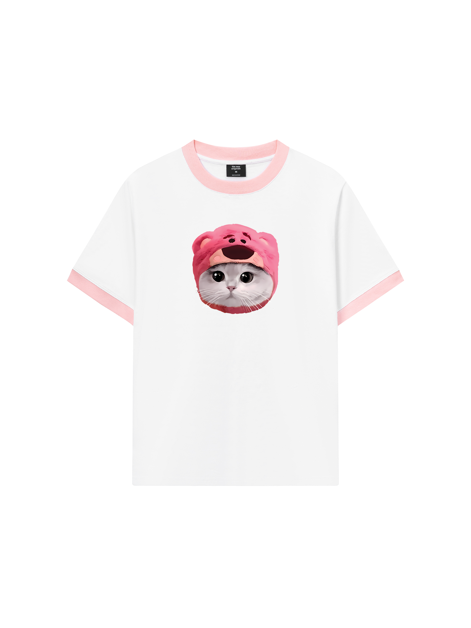 Áo Thun Ringer Relaxed Fit Animal Mood Pink Meow