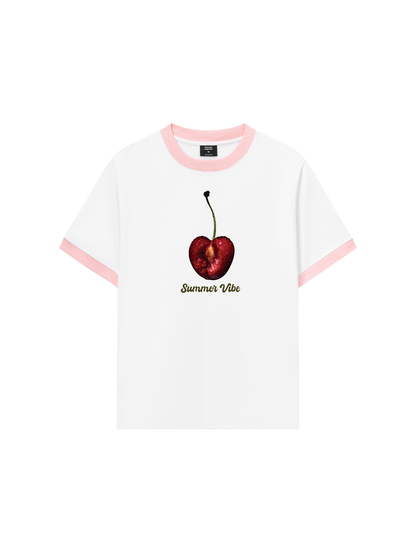 Áo Thun Ringer Relaxed Fit Cherry Summer Vibe