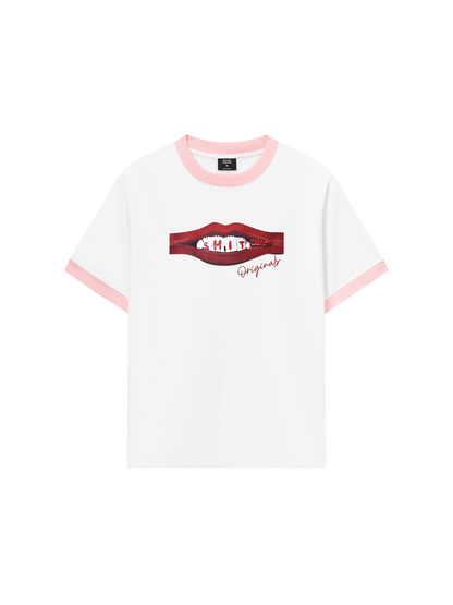 Áo Thun Ringer Relaxed Fit Teeth Zip Classic