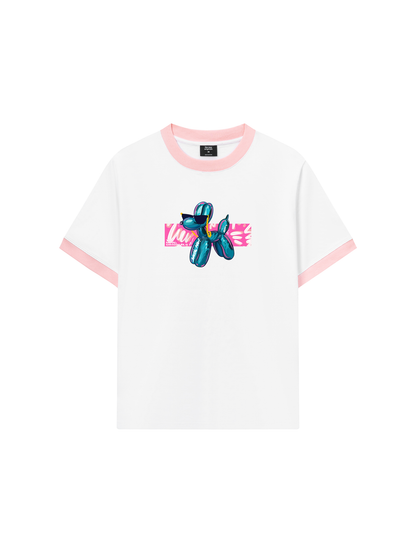 Áo Thun Ringer Relaxed Fit Balloon Dog Walk Me