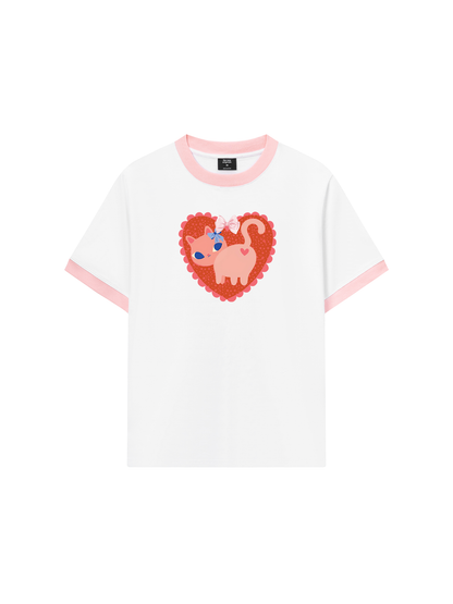 Áo Thun Ringer Relaxed Fit Kitten Kiss
