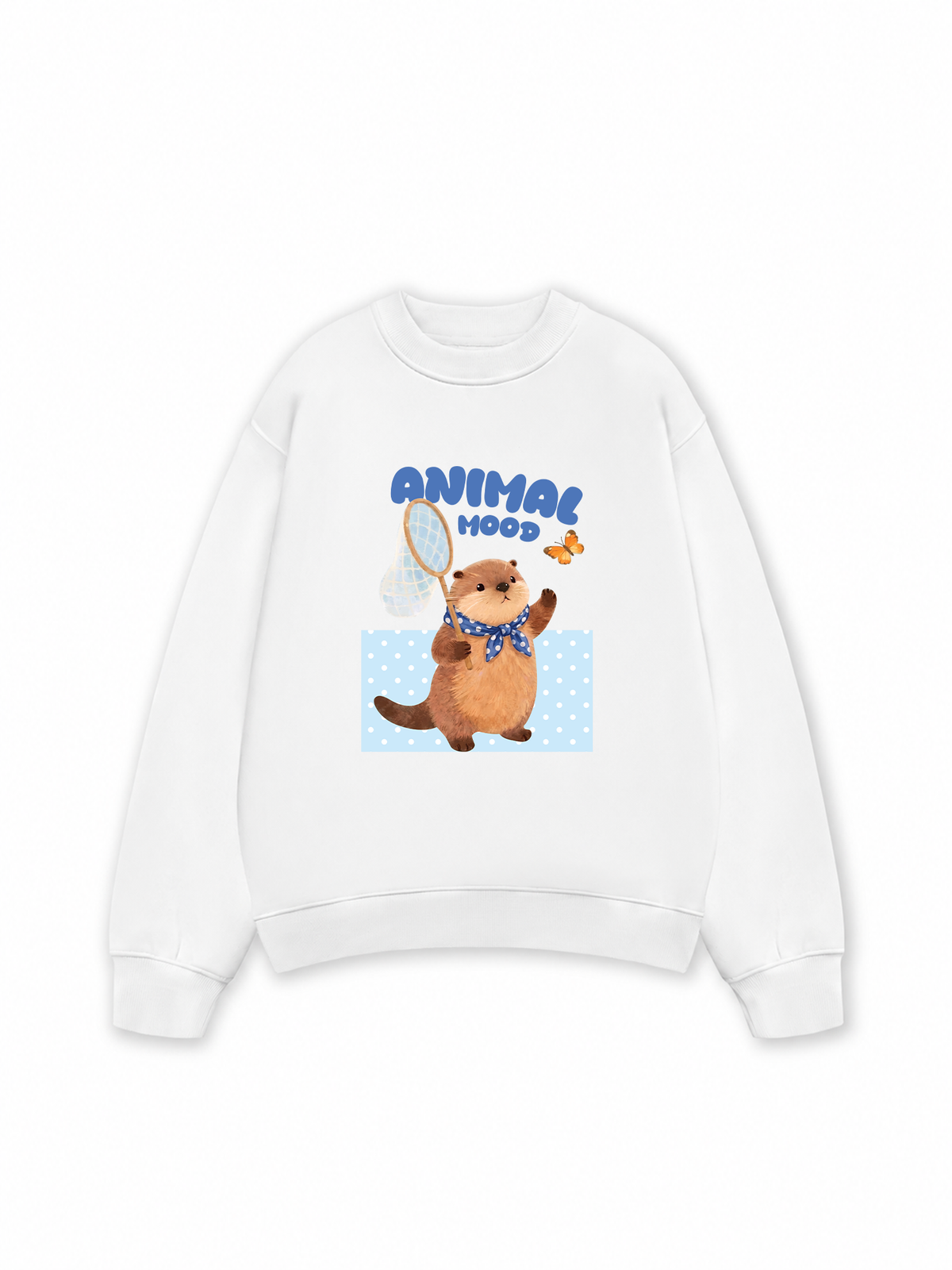 Áo Sweater Nỉ Hai Da Animal Beaver Catches Butterflies