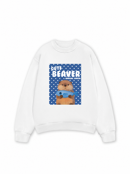 Áo Sweater Nỉ Hai Da Animal Cute Beaver