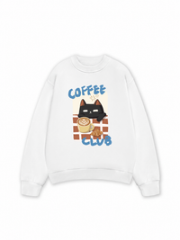 Áo Sweater Nỉ Hai Da Coffee Club Black Cat