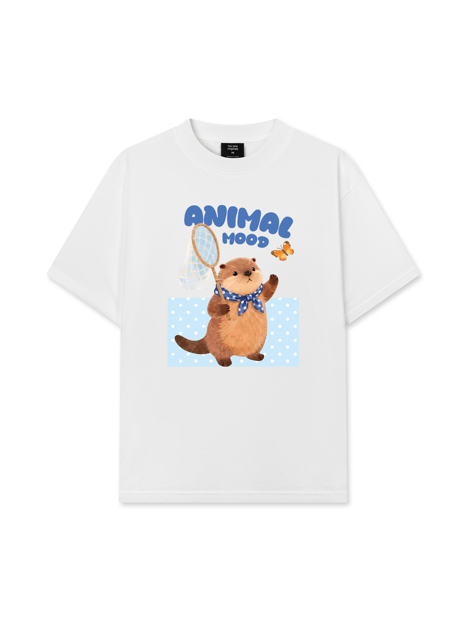Áo Thun Relaxed Fit Animal Beaver Catches Butterflies