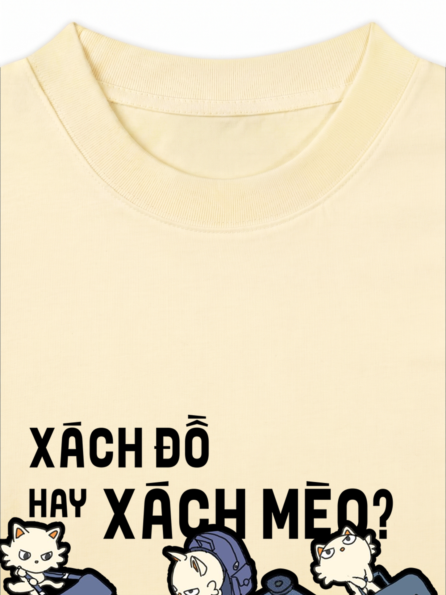 Áo Thun Relaxed Fit Hội Mèo Xách Vali