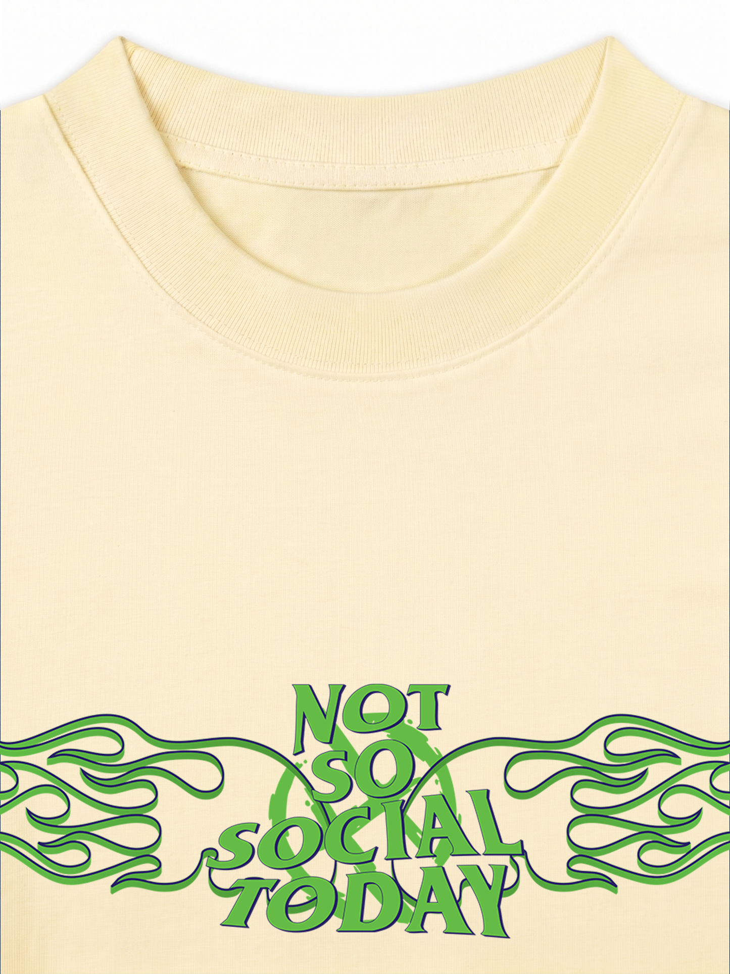 Áo Thun Relaxed Fit Not So Social Today Green Fire