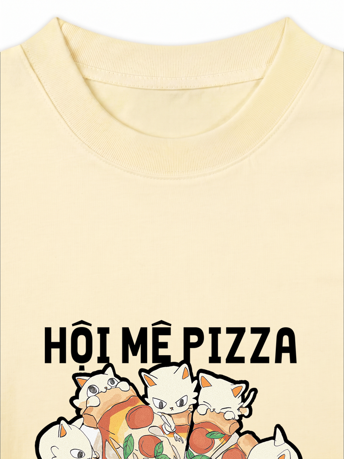 Áo Thun Relaxed Fit Hội Mèo Mê Pizza