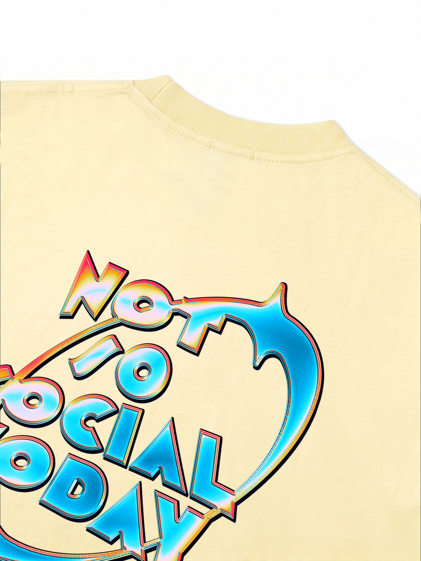 Áo Thun Relaxed Fit Not So Social Today Neon Holographic