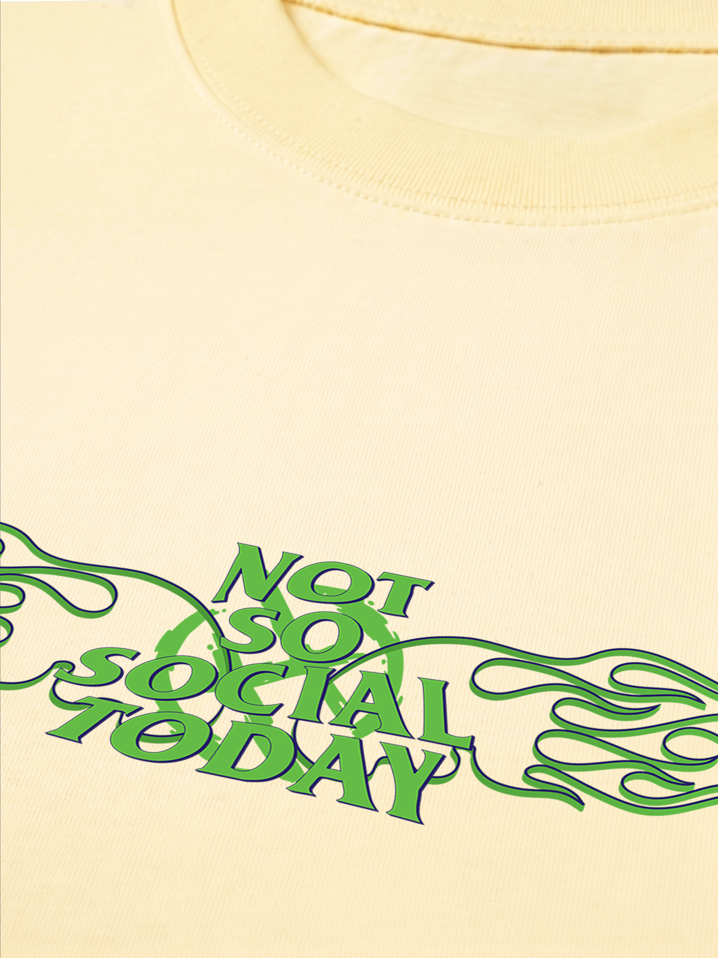 Áo Thun Relaxed Fit Not So Social Today Green Fire