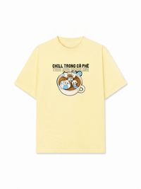 Áo Thun Relaxed Fit Hội Mèo Chill trong Cà Phê