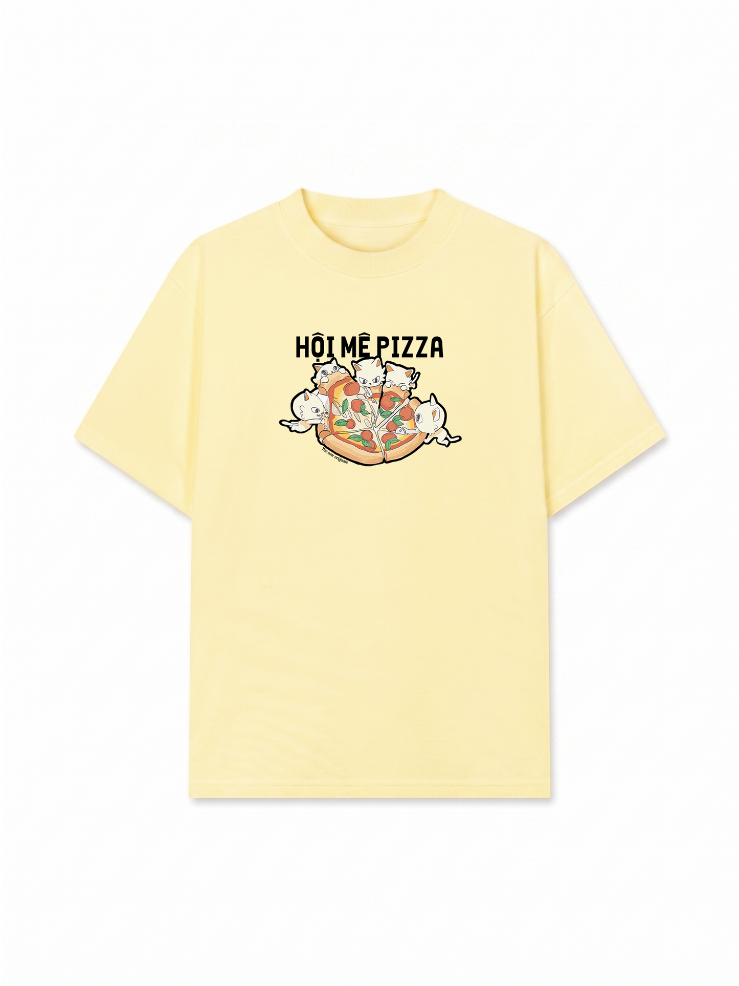 Áo Thun Relaxed Fit Hội Mèo Mê Pizza