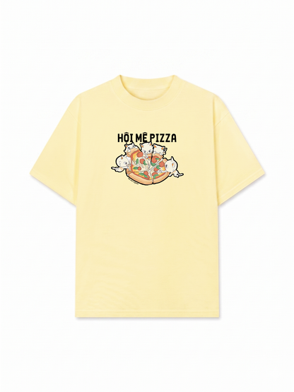 Áo Thun Relaxed Fit Hội Mèo Mê Pizza