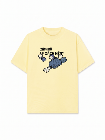 Áo Thun Relaxed Fit Hội Mèo Xách Vali