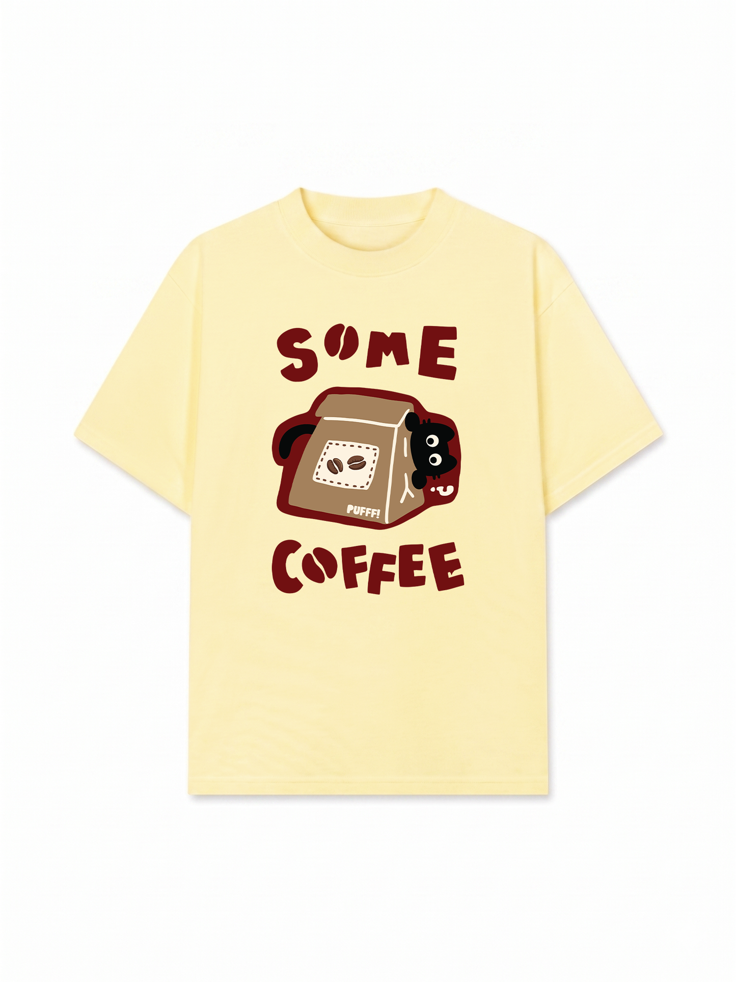 Áo Thun Relaxed Fit Coffee Some Coffee Cute Cat