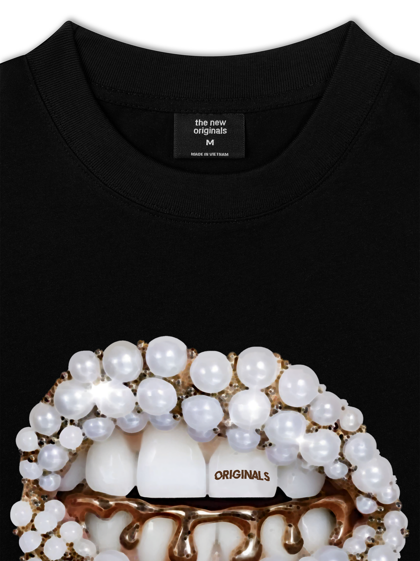 Áo Thun Relaxed Fit Art Pearl Lip Black