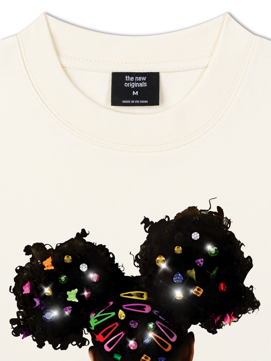 Áo Thun Relaxed Fit Colorful Diamond Hairpin Afro Girl