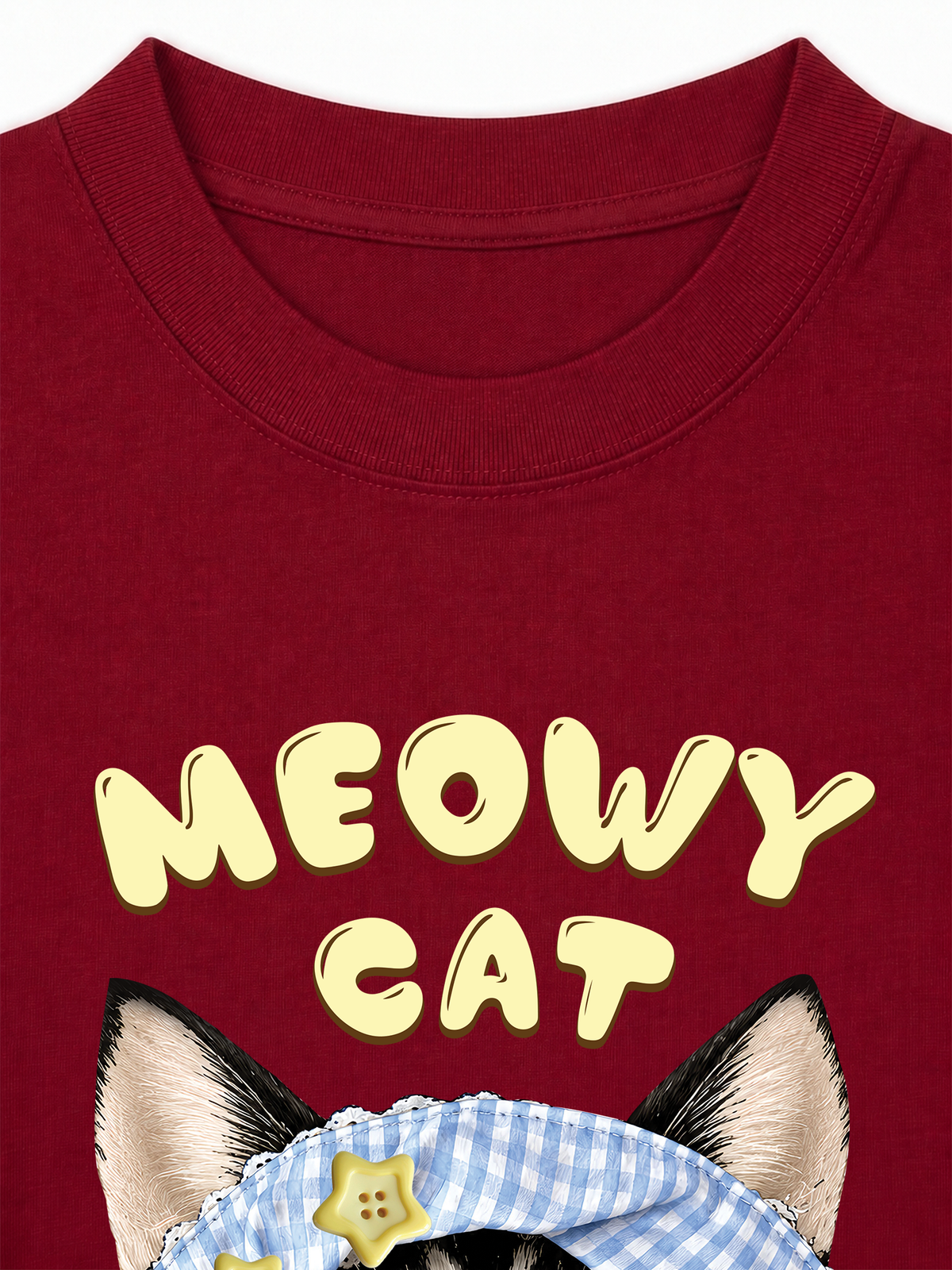 Áo Thun Relaxed Fit Blue Plaid Meowy Cat