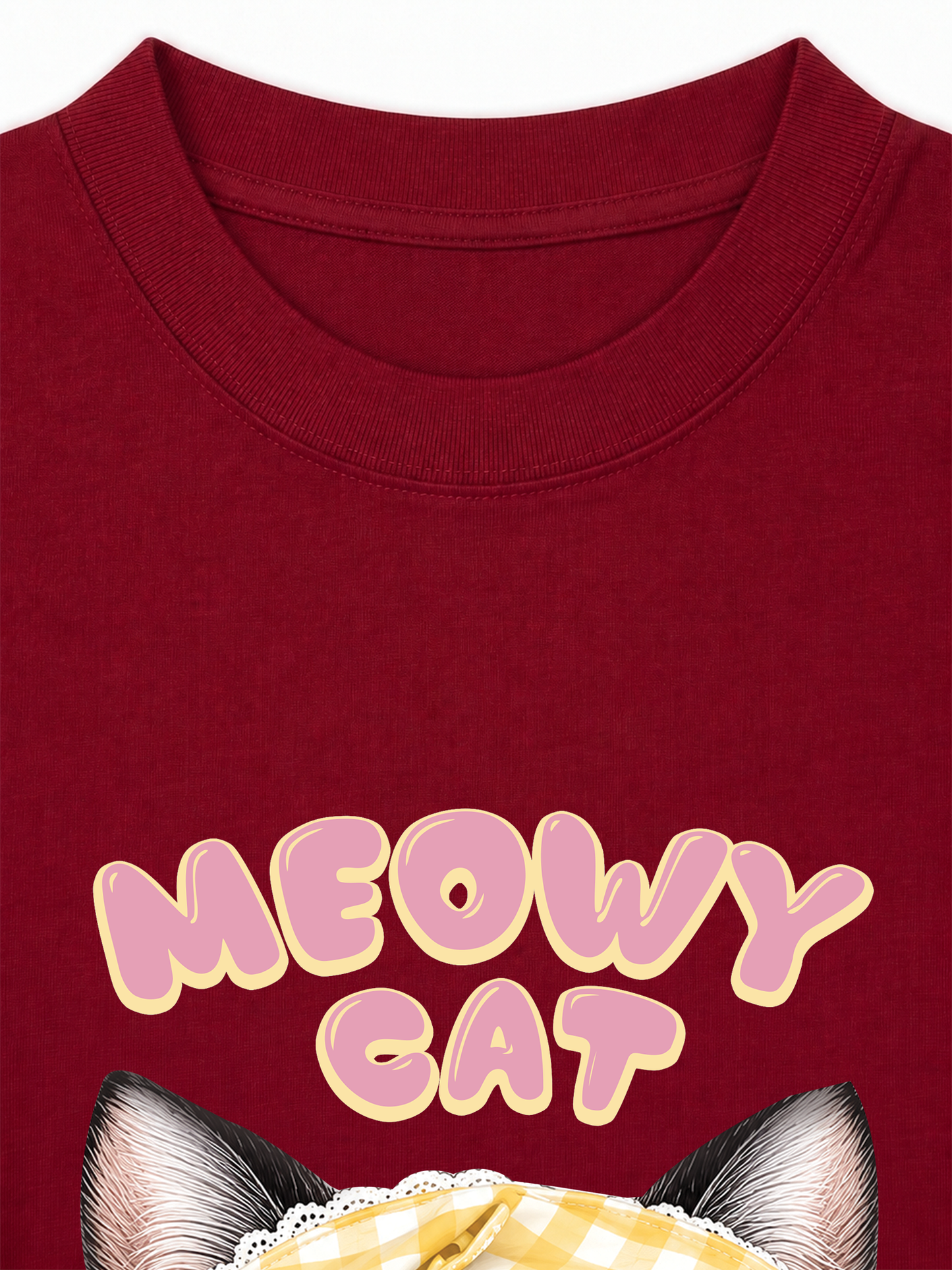 Áo Thun Relaxed Fit Meowy Cat Yellow Plaid