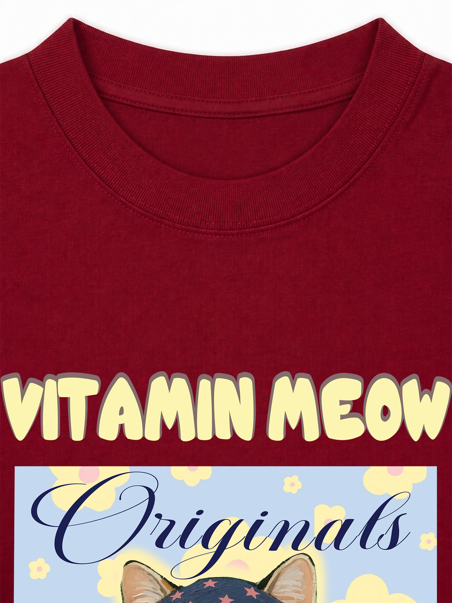 Áo Thun Relaxed Fit Cutie Vitamin Meow Yellow Flower