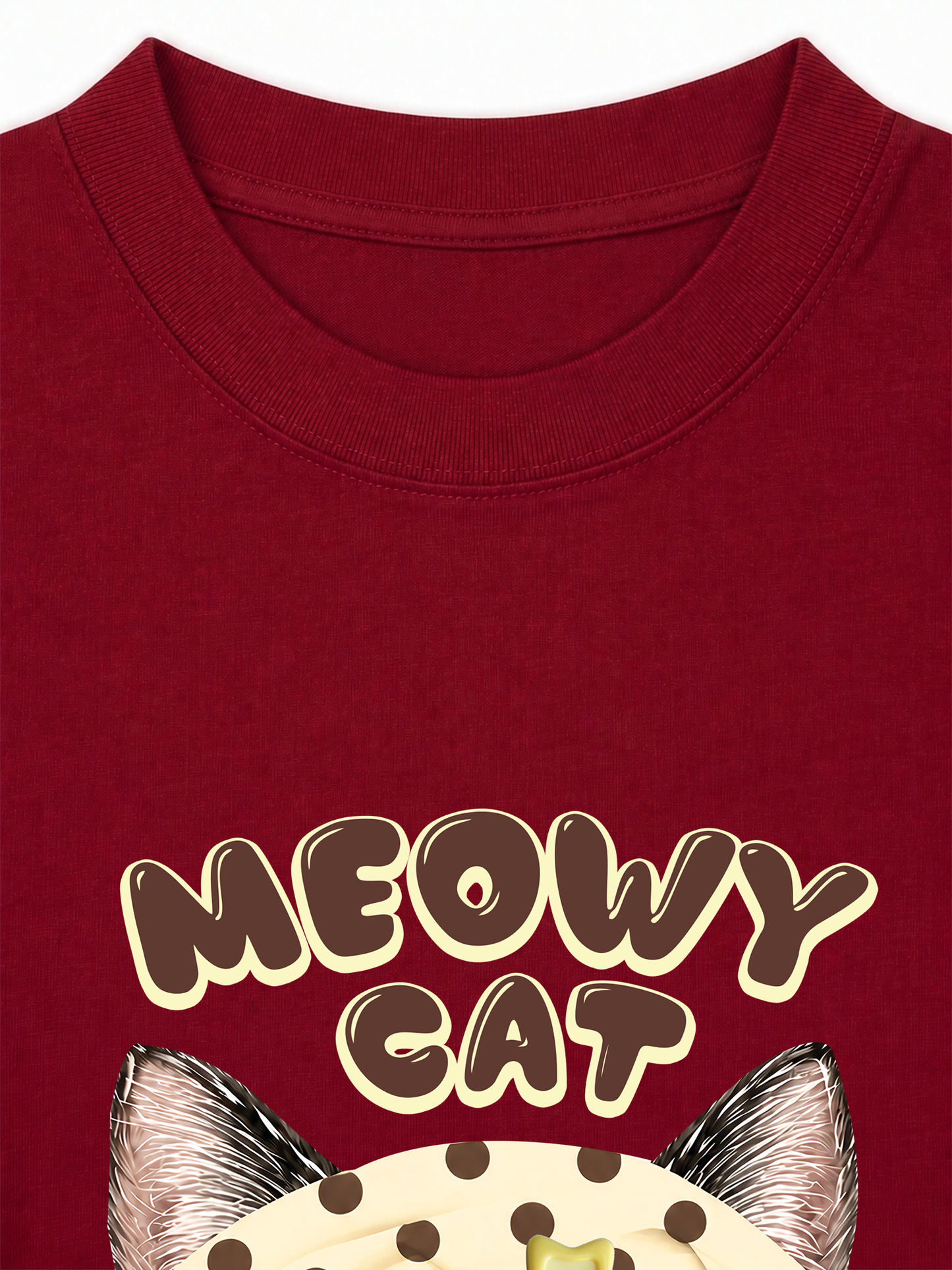 Áo Thun Relaxed Fit  Meowy Cat Cream