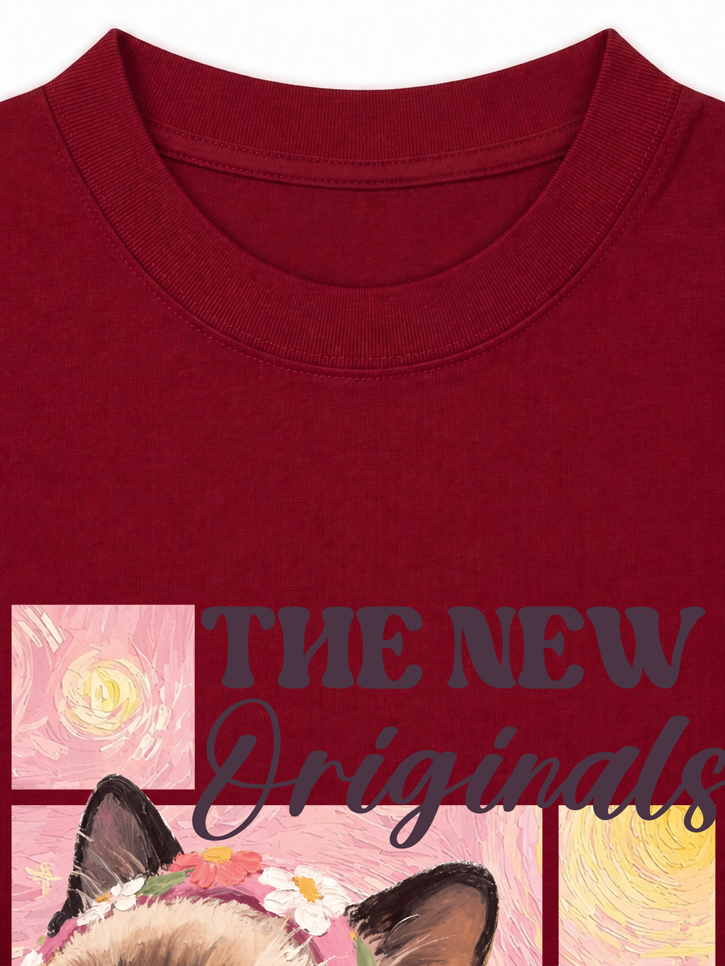 Áo Thun Relaxed Fit Pink Flower Cat