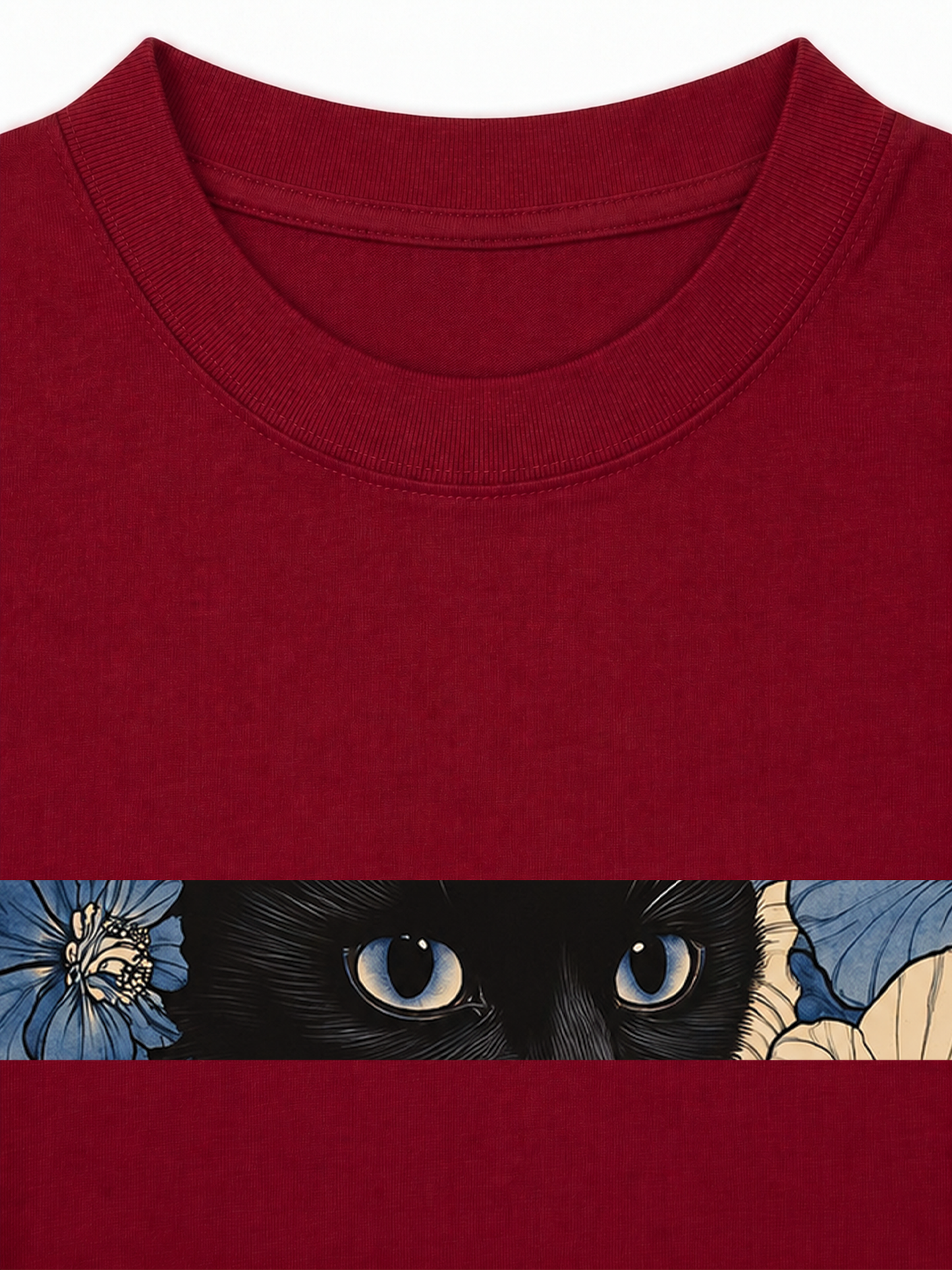 Áo Thun Relaxed Fit Blue Flower Cat