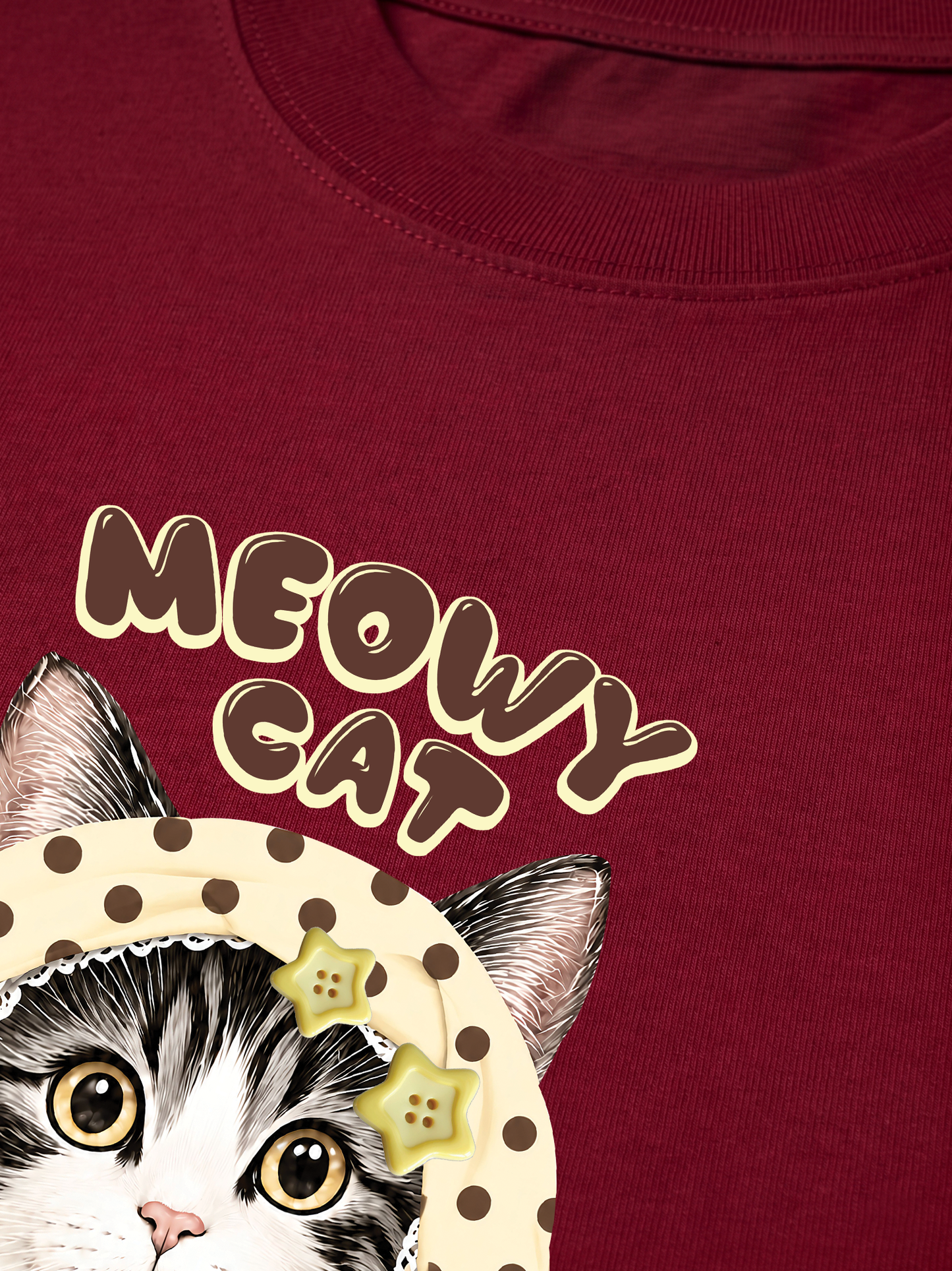 Áo Thun Relaxed Fit  Meowy Cat Cream
