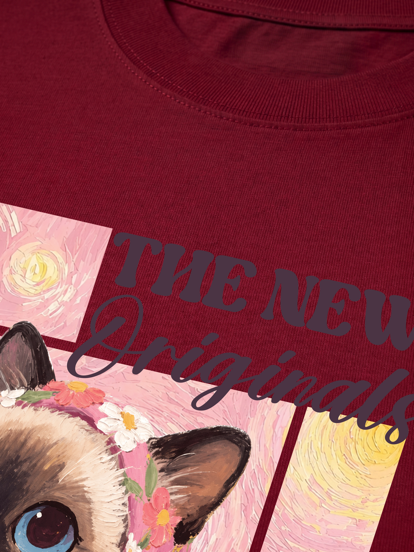 Áo Thun Relaxed Fit Pink Flower Cat