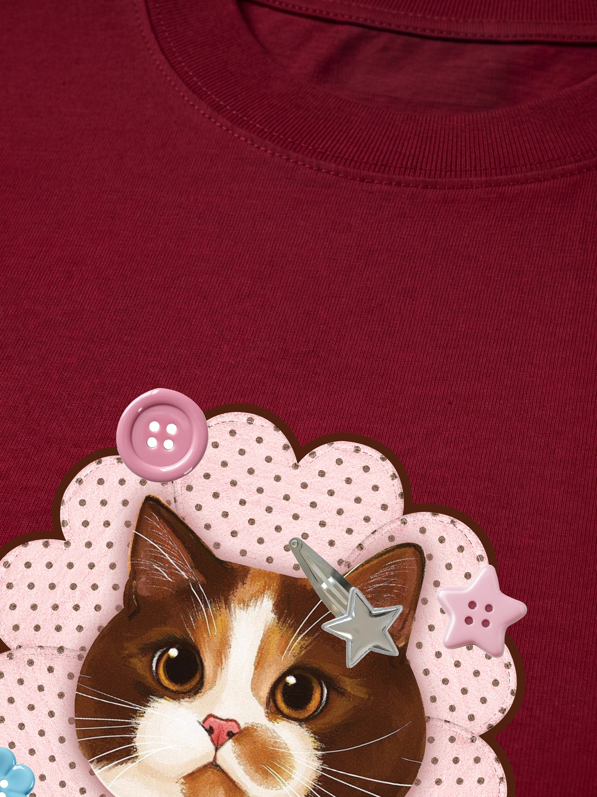 Áo Thun Relaxed Fit Cute Pink Flower Cat
