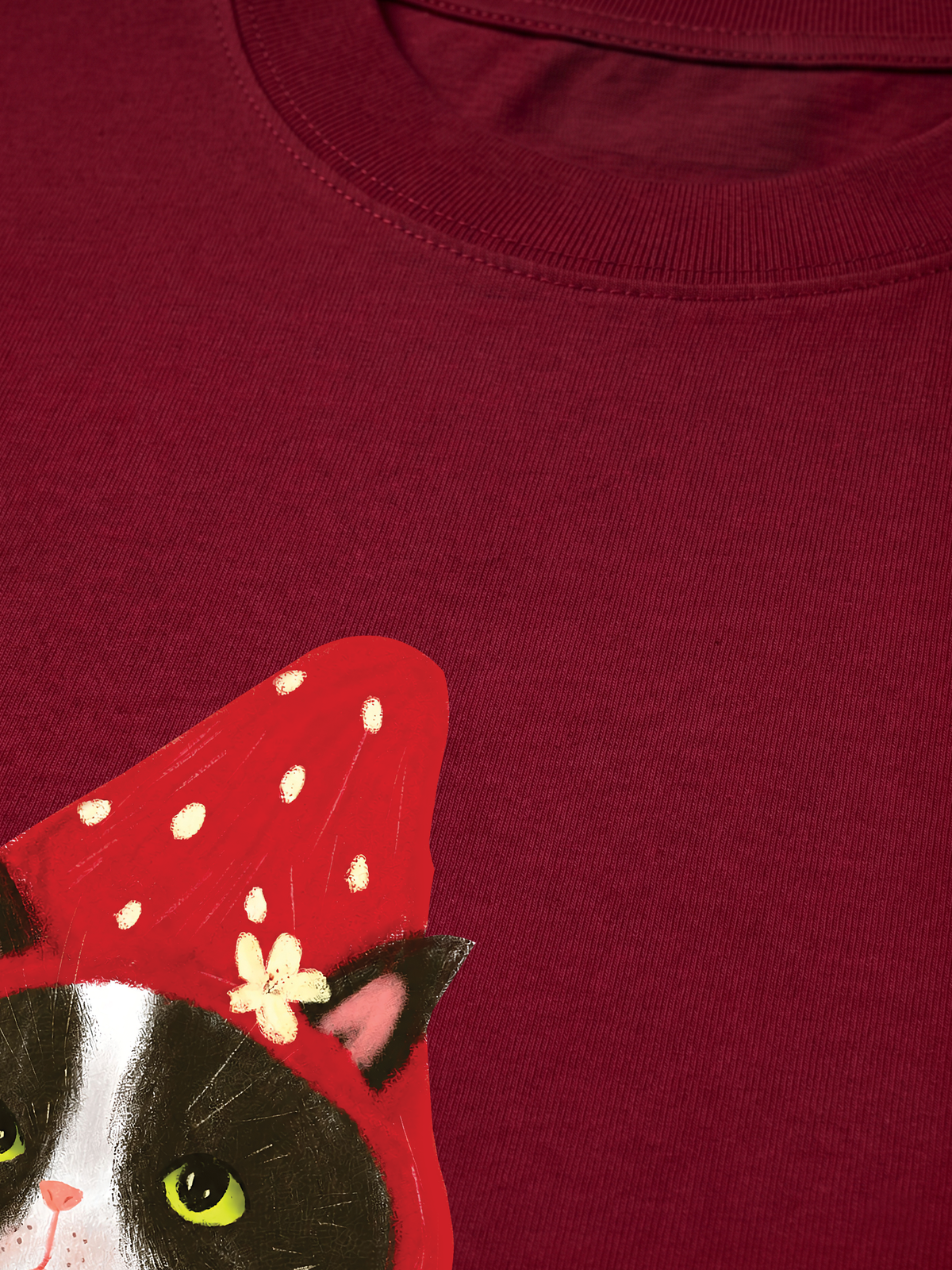 Áo Thun Relaxed Fit Strawberry Meow Kitten Day