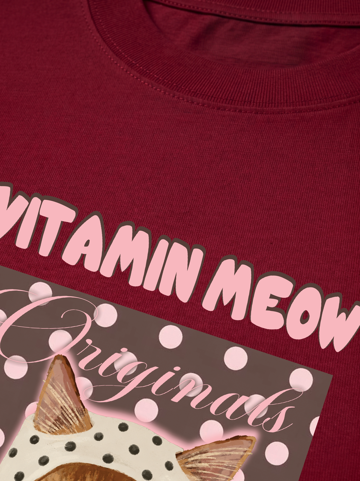 Áo Thun Relaxed Fit  Pink Dotty Vitamin Meow