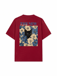 Áo Thun Relaxed Fit Blue Flower Cat