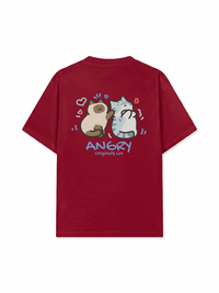 Áo Thun Relaxed Fit Angry Luv Cat Couple