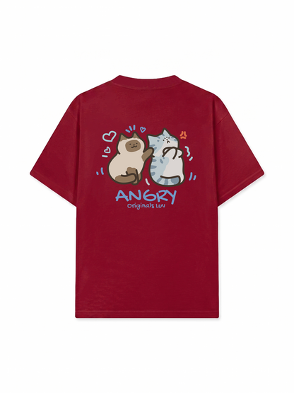 Áo Thun Relaxed Fit Angry Luv Cat Couple