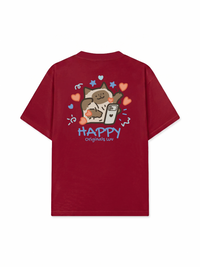 Áo Thun Relaxed Fit Happy Luv Cat Couple