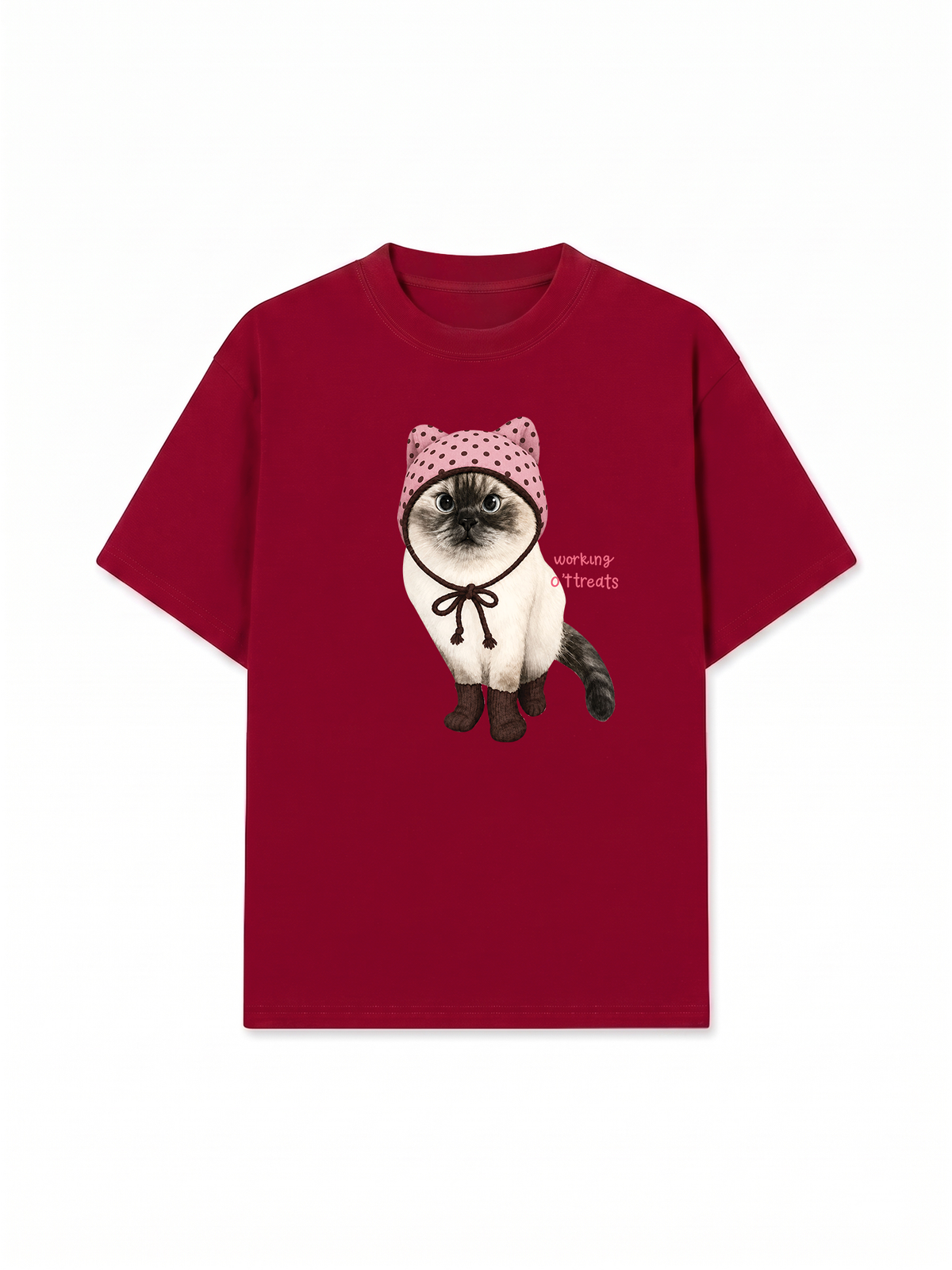 Áo Thun Relaxed Fit Working O'ttreats Pink Meow