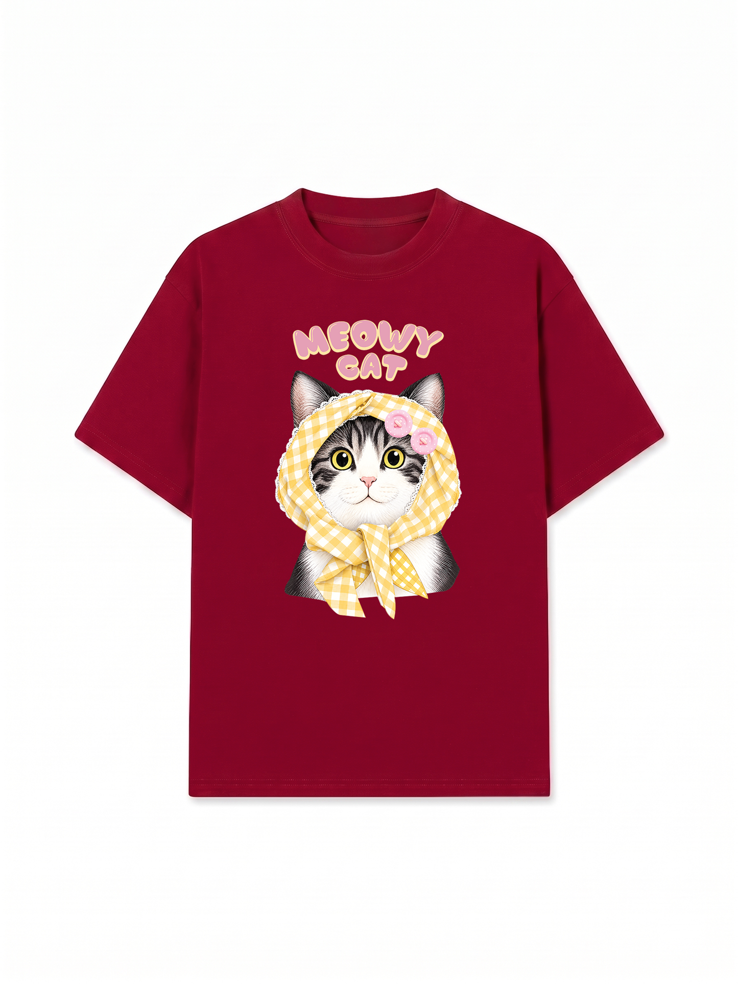 Áo Thun Relaxed Fit Meowy Cat Yellow Plaid