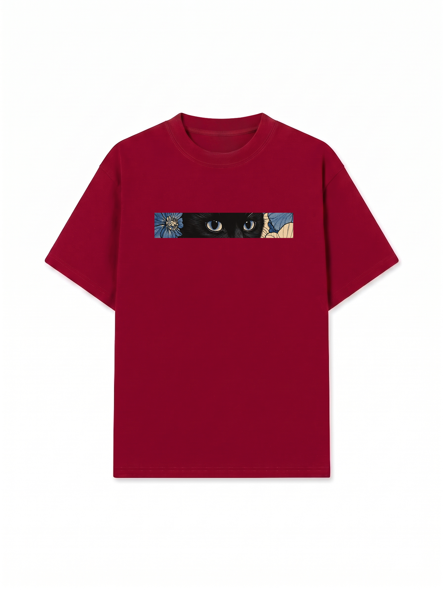 Áo Thun Relaxed Fit Blue Flower Cat