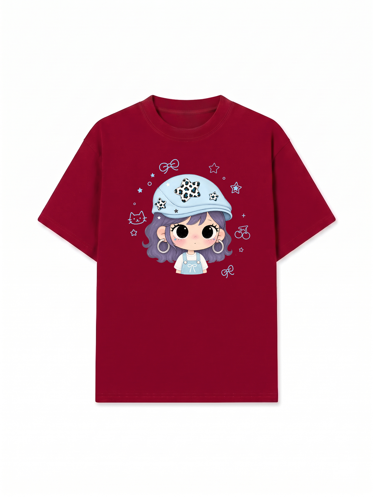 Áo Thun Relaxed Fit Beret Hat Girl