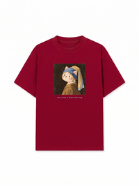 Áo Thun Relaxed Fit Cat with a Pearl Earring