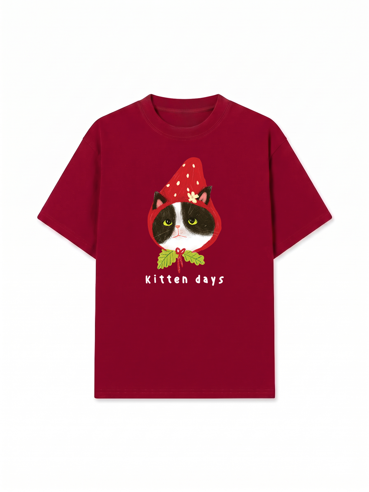 Áo Thun Relaxed Fit Strawberry Meow Kitten Day