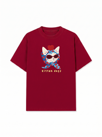 Áo Thun Relaxed Fit Kitten Day Meow With Apple