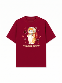 Áo Thun Relaxed Fit Pickleball Girl Meow Vitamin Meow Go School