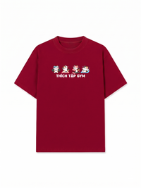 Áo Thun Relaxed Fit Thích Tập Gym-Mèo Tam Thể