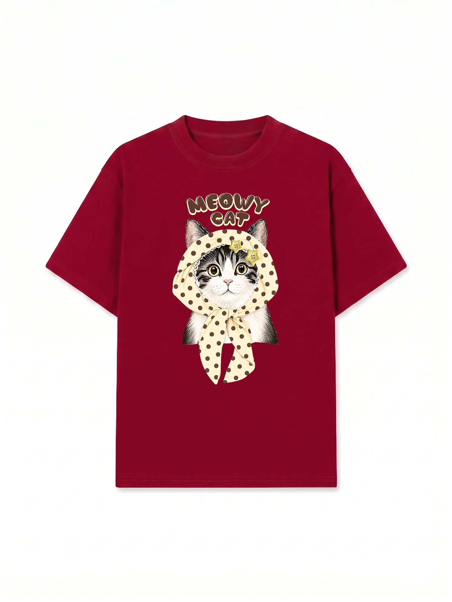 Áo Thun Relaxed Fit  Meowy Cat Cream
