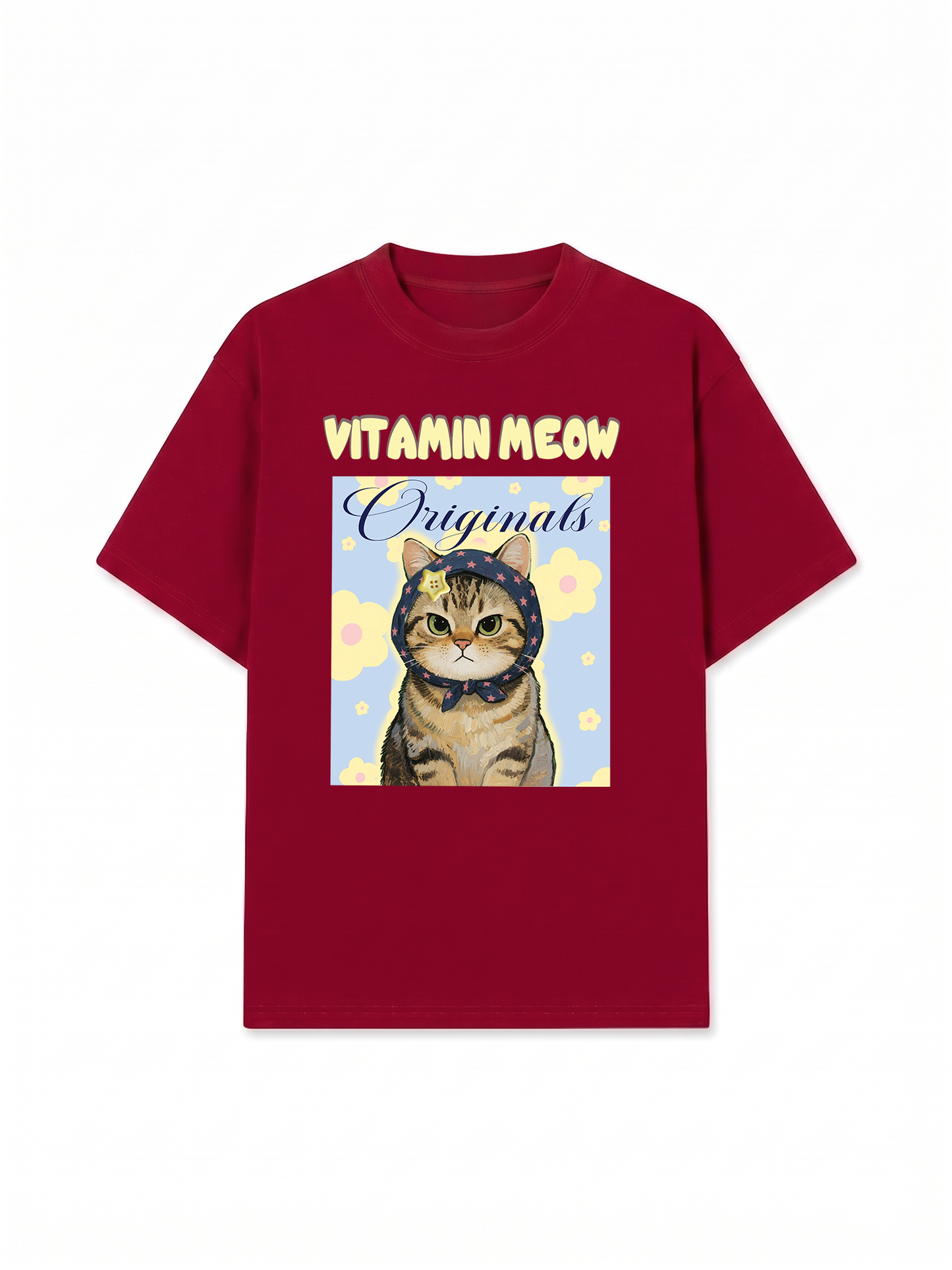 Áo Thun Relaxed Fit Cutie Vitamin Meow Yellow Flower