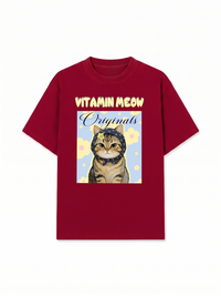Áo Thun Relaxed Fit Cutie Vitamin Meow Yellow Flower